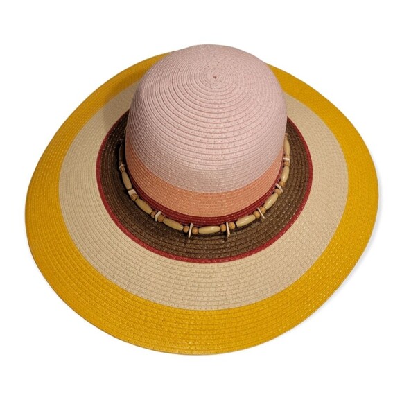 CGONZALES Women\'s floppy sun Beach Straw Hat Wide Brim Wooden Beads Ribbon Hat main image 9